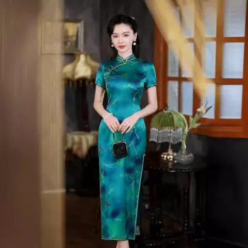Женское вечернее платье-Ципао из натурального шелка