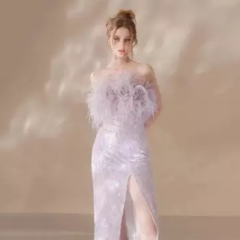 Женское вечернее платье-футляр с юбкой-годе