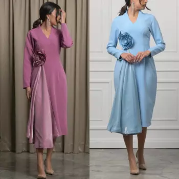 Женское вечернее платье-миди с V-образным вырезом