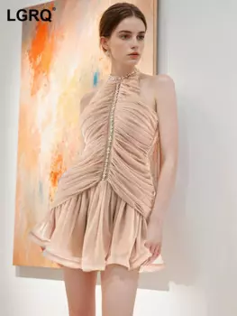 Женское вечернее платье-мини с круглым вырезом, рукавом