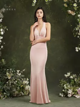 Женское вечернее платье-русалка, Элегантное Длинное платье с бантом, без рукавов, с лямкой на шее и открытой спиной, бальное платье для выпусквечерние вечера