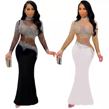 Женское вечернее платье-Русалка с длинным рукавом