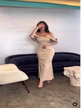 Женское вечернее платье-русалка, с открытыми плечами