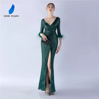 Женское вечернее платье-Русалка с V-образным вырезом
