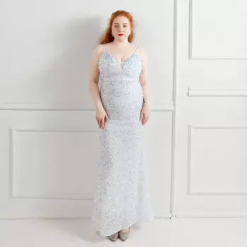 Женское вечернее платье с блестками и юбкой-годе