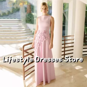 Женское вечернее платье с круглым вырезом, без рукавов