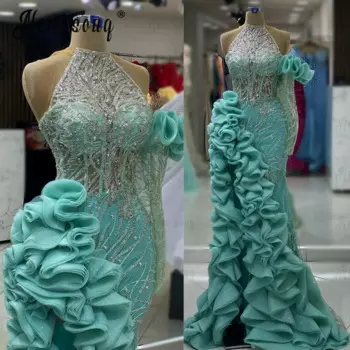 Женское вечернее платье с лямкой на шее, без рукавов