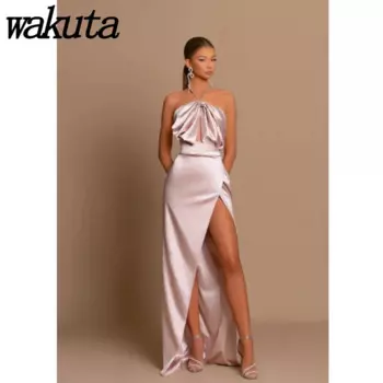 Женское вечернее платье с лямкой на шее, без рукавов