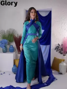 Женское вечернее платье с лямкой на шее, длинным рукавом