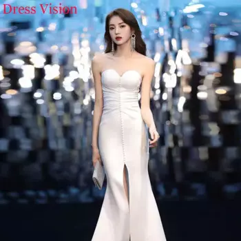 Женское вечернее платье с разрезом, без бретелек