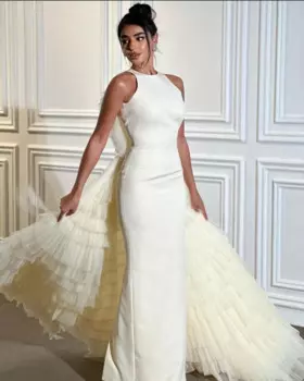 Женское вечернее платье с юбкой-годе, круглым вырезом