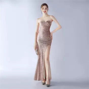 Женское вечернее платье с юбкой-годе и разрезом