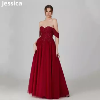 Женское вечернее платье с вышивкой, из тюля