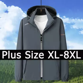 Женское ветрозащитное пальто с капюшоном, размеры 7XL, 8XL