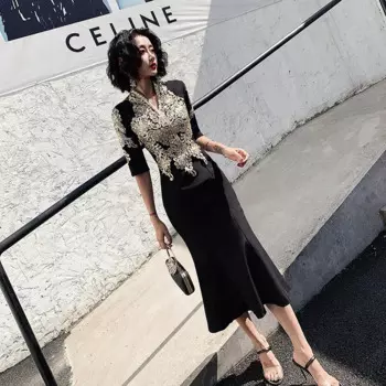 Женское винтажное платье-Ципао с вышивкой «русалка»