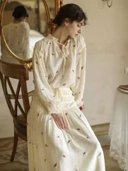 Женское винтажное платье-двойка с цветочной вышивкой