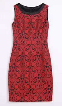 Женское винтажное платье-футляр с круглым вырезом