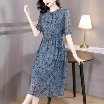 Женское винтажное платье-миди из шелка Mulberry с цветочным принтом