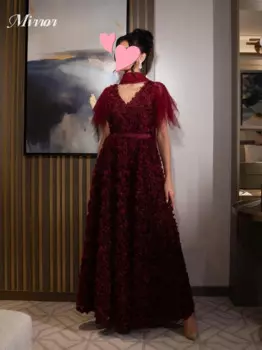 Женское винтажное платье с V-образным вырезом, красное кружевное платье с цветами и V-образным вырезом