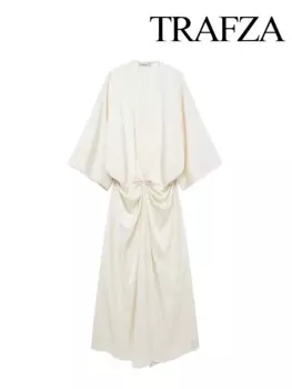 Женское винтажное платье с V-образным вырезом и коротким рукавом