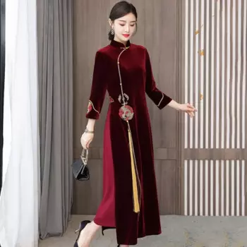 Женское винтажное платье в китайском стиле