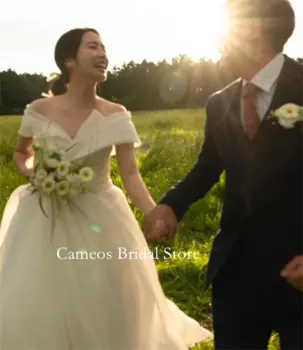 Женское винтажное свадебное платье с открытыми плечами и открытой спиной