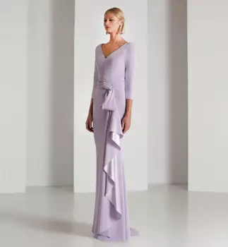 Женское винтажное вечернее платье с длинным рукавом и юбкой-годе