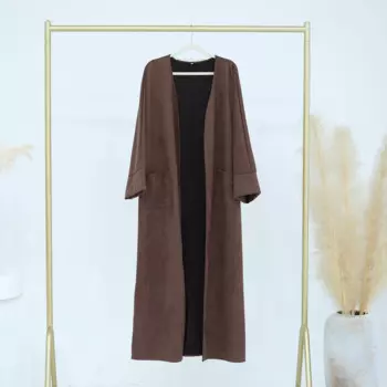 Женское замшевое кимоно Abaya, теплый жакет-Тренч, верхняя одежда в мусульманском стиле, Саудовской Аравии, открытый кардиган для осени и зимы