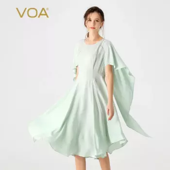 Женское жаккардовое платье с круглым вырезом, коротким рукавом-бабочкой