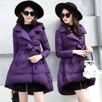 Женское зимнее пальто, женская длинная куртка с большим подолом и юбкой, Женская Повседневная теплая верхняя одежда, куртки, женская черная одежда для девочек VA1196