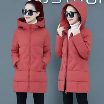 Женское зимнее пальто, женская пуховая хлопковая куртка с капюшоном, Женская Повседневная теплая верхняя одежда, куртки, женская черная одежда для девочек PA201