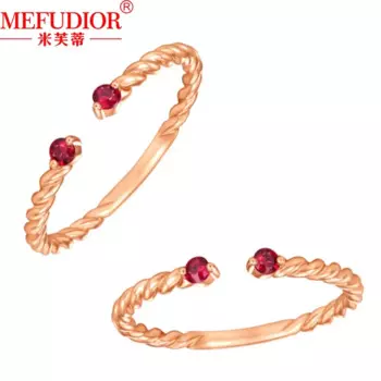 Женское золотое кольцо с рубином, регулируемое кольцо цвета розового золота 18 К