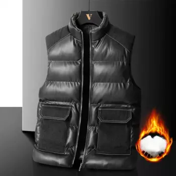 Жилет мужской кожаный, утепленный, на осень/зиму