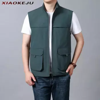 Жилет Мужской рабочий с несколькими карманами, модная винтажная куртка без рукавов для работы и охоты, верхняя одежда, большие размеры