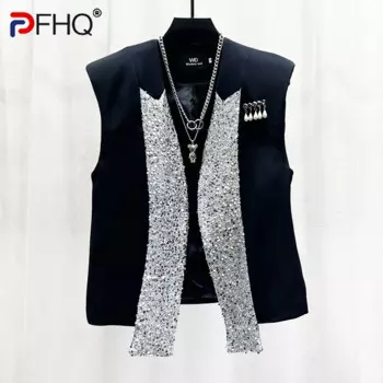 Жилет мужской с блестками, без рукавов, 2024
