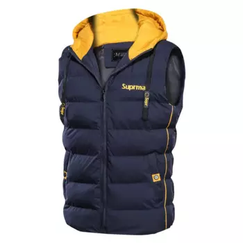 Жилет мужской зимний с капюшоном, теплый, без рукавов