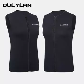 Жилет Oulylan без рукавов на молнии, Солнцезащитный неопреновый гидрокостюм 3 мм, теплые гидрокостюмы, Мужской Топ для дайвинга, серфинга в холодной воде