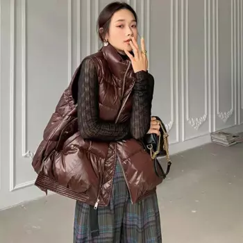 Жилет женский на утином пуху, без рукавов, Осень-зима