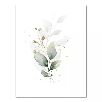 Живопись на холсте AliPaint "Богемные зеленые листья золотые"