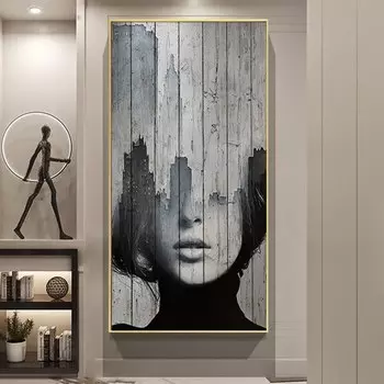 Живопись на холсте PANTINGART Абстрактный пейзаж черно-белый