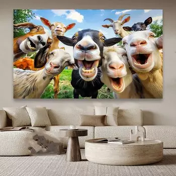 Живопись "Зеленая трава, забавная коза, корова" RELIABLI ART