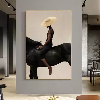 Живопись "Женщина с крышкой лошадь" SELFLESSLY ART