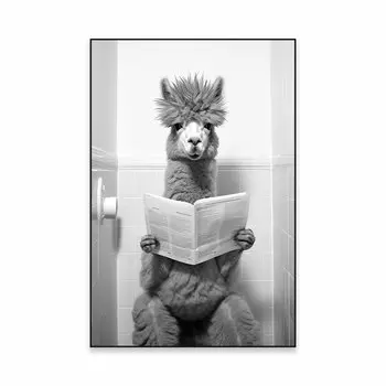 Животное на унитазе, холст, Fashionista, современный