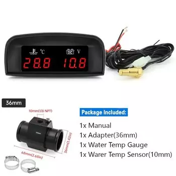ЖК цифровой датчик температуры воды для автомобиля и грузовика 2 в 1 + Вольтметр + датчик температуры охлаждающей жидкости 10 мм для автомобиля 12 В/24 В