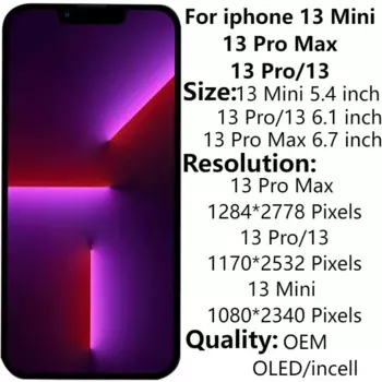 ЖК-дисплей 6,1 дюйма AMOLED 13 Pro для iphone 13 Mini/13 Pro Max, дисплей с сенсорным 3D экраном и дигитайзером в сборе, запасные части для ремонта