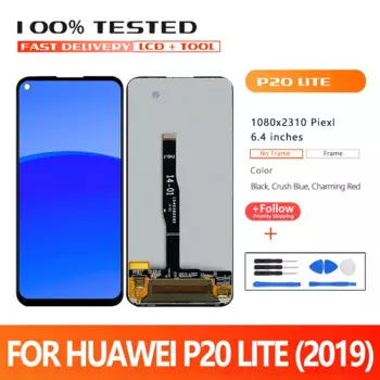 ЖК-дисплей 6,4 дюймов Премиум-качества для HUAWEI P20 Lite 2019, ЖК-дисплей с сенсорным экраном и дигитайзером в сборе, заменяемый для Huawei GLK-LX1 LCD