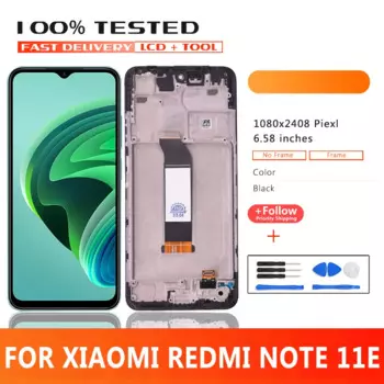 ЖК-дисплей 6,58 дюйма премиум качества для Xiaomi Redmi Note 11E, ЖК-дисплей, сенсорный экран, дигитайзер, панель, ЖК-дисплей с заменой рамки