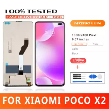 ЖК-дисплей 6,67 дюйма для Xiaomi Poco X2, ЖК-дисплей, сенсорный экран, дигитайзер в сборе, Замена для Xiaomi MZB9011IN MZB8741IN