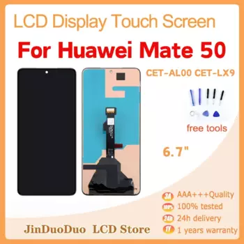 ЖК-дисплей 6,7 дюйма AMOLED для Huawei Mate 50, дисплей с сенсорным экраном и дигитайзером в сборе для Huawei Mate 50, CET-AL00 CET-LX9, замена