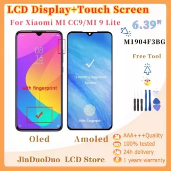 ЖК-дисплей AMOLED 6,39 дюйма для Xiaomi Mi CC9, дисплей с сенсорным экраном и дигитайзером в сборе, сменный ЖК-дисплей для Xiaomi Mi9 Lite, M1904F3BG